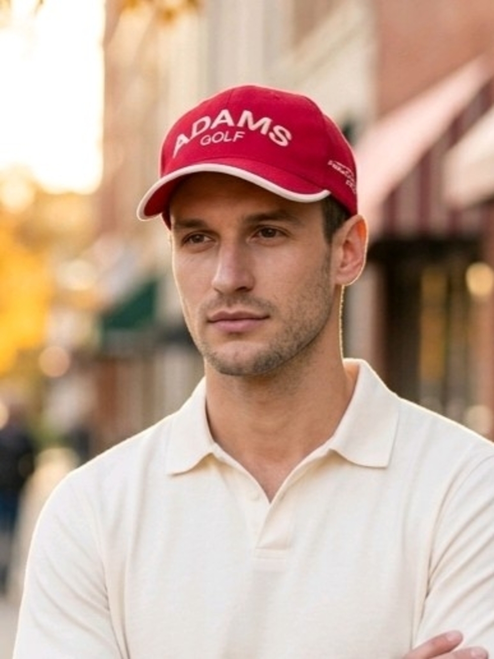 Adams Golf Red Baseball Cap "Adams" White Embroidered Lettering OS